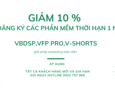 Giảm Giá 10% Khi Đăng Ký Các Phần Mềm đăng tin Vbdsp, Vfp pro, VshortsThời Hạn 1 Năm