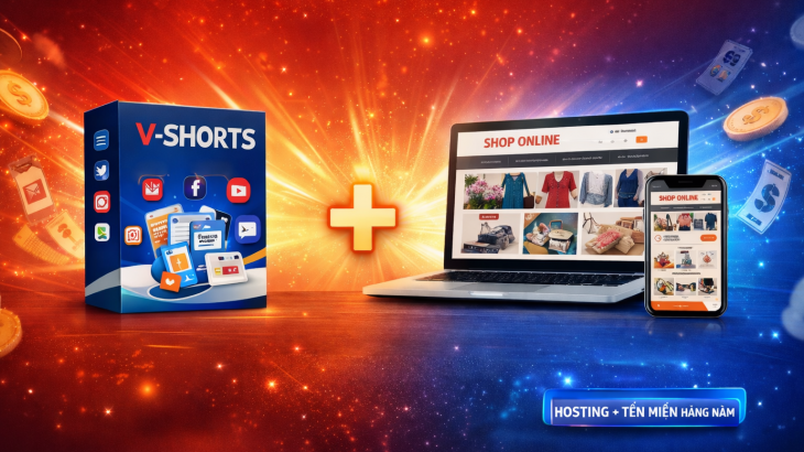 Mua Phần Mềm V-Shorts 1 Năm Tặng Website Bán Hàng Miễn Phí