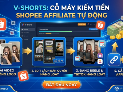 C&aacute;ch Kiếm Tiền Shopee Affiliate Tự Động Với V-Shorts: Quy Tr&igrave;nh Từ A-Z