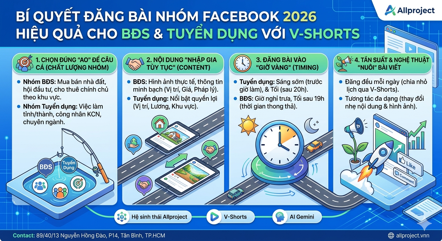 B&iacute; Quyết Đăng B&agrave;i Nh&oacute;m Facebook 2026 Hiệu Quả Cho BĐS V&agrave; Tuyển Dụng Với V-Shorts