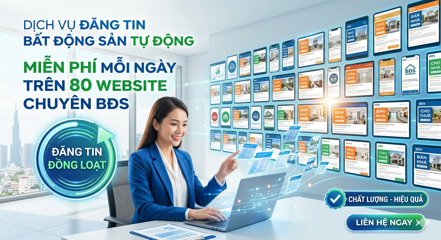 Phần mềm v&agrave; dịch vụ đăng tin BĐS tự động l&ecirc;n 80 website chuy&ecirc;n ng&agrave;nh