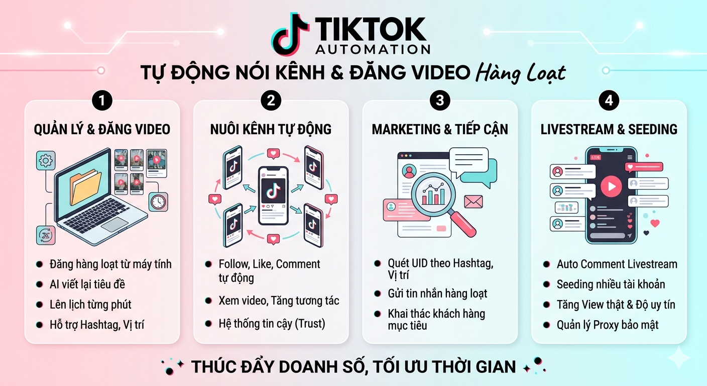 Top phần mềm nu&ocirc;i nick v&agrave; đăng Video TikTok, Facebook Reels tốt nhất.